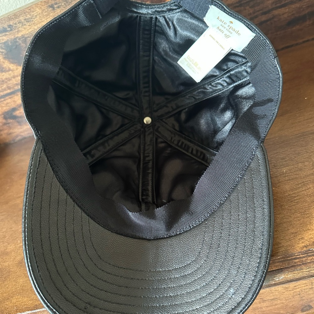 Kate Spade Leather Bow Black “Hats Off” Bow Baseball Cap - Picture 2 of 6